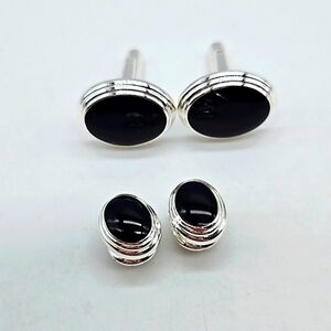 4 piece black cuff-link accessory set